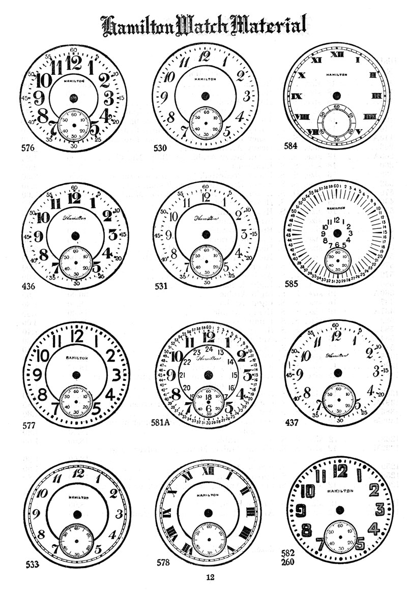 Hamilton 1920 Catalog - Dial Page