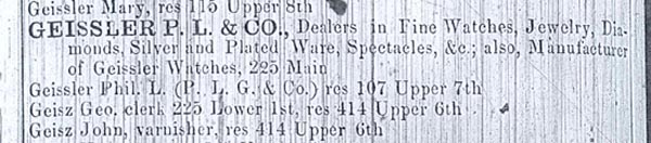 1876 Evansville directory listing