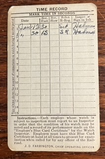 Inspection card