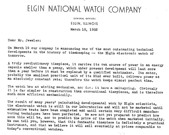 Elgin electric watch